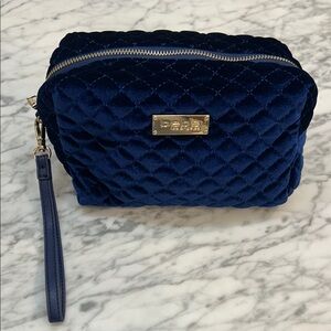 bebe Navy Quilted Velvet Cosmetic bag